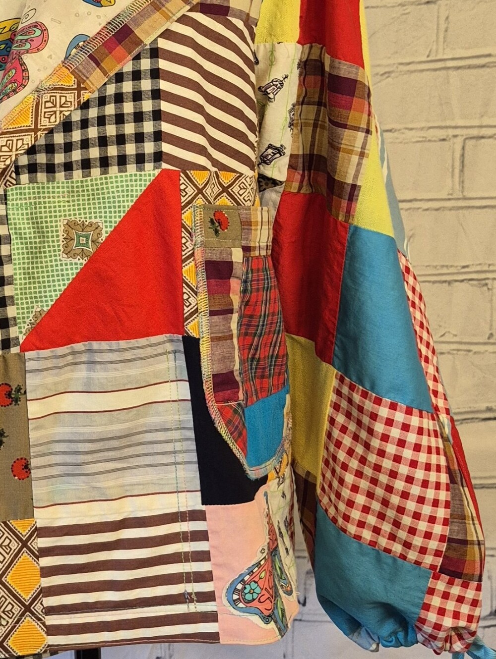 Patchwork Multicolor Hooded Bomber Jacket - Picture 7 of 8